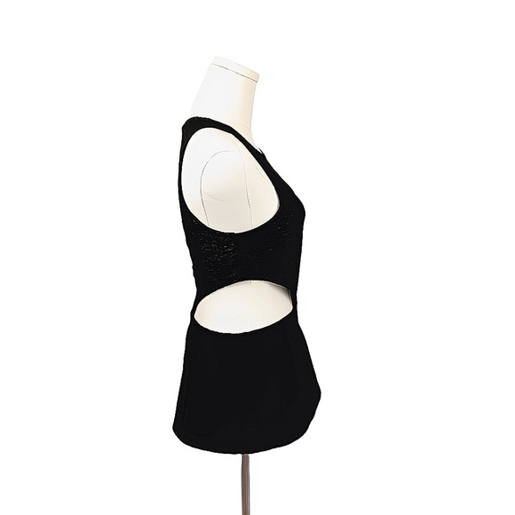 MINKPINK Black Cutout Mini Dress Textured Size M Sexy Sleeveless Zippered Back - Picture 2 of 6